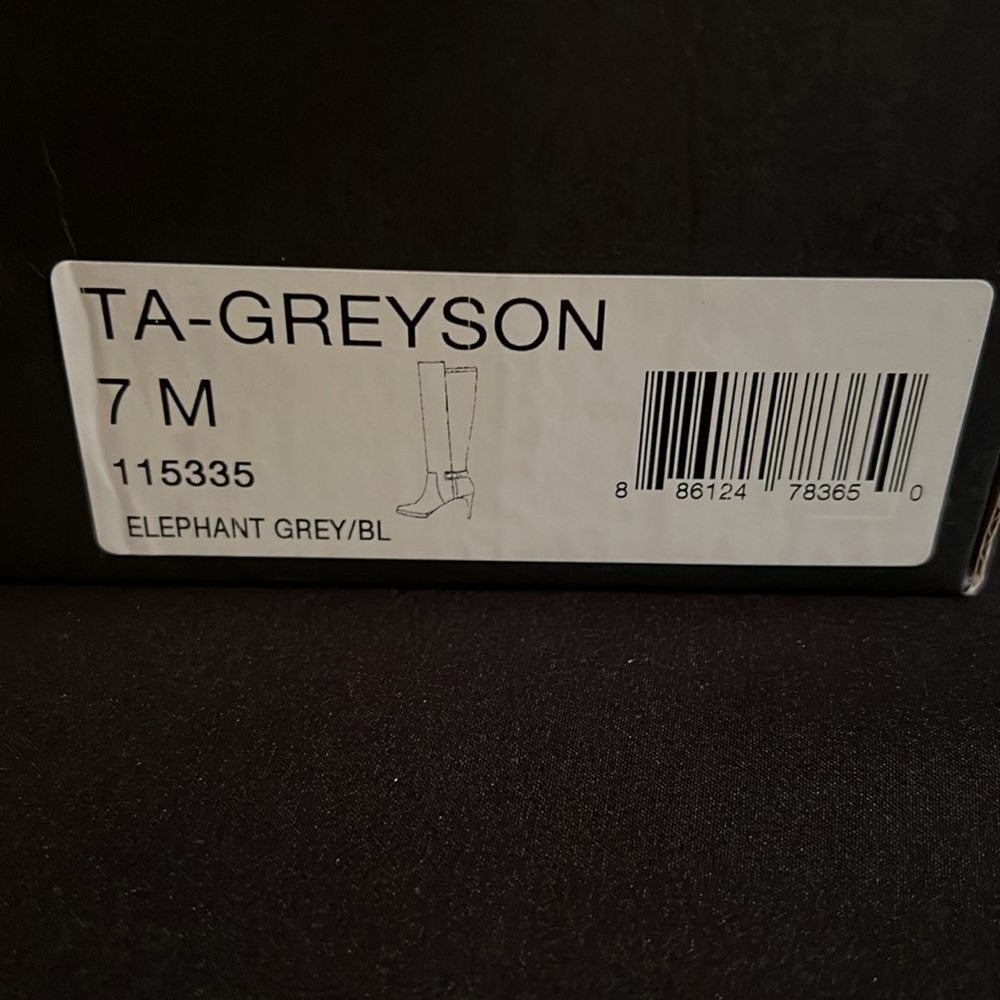 TAHARI Black & Grey Stretch High Heel Boots - size 7 - Picture 3 of 8